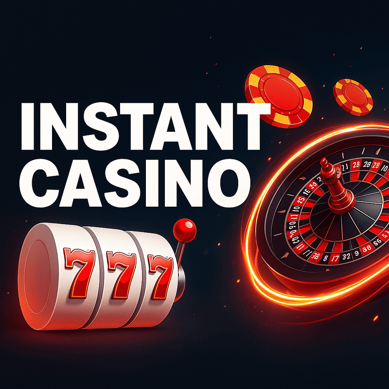 Overzicht van casinospellen bij Instant Casino met slots, roulette en fiches in actie
