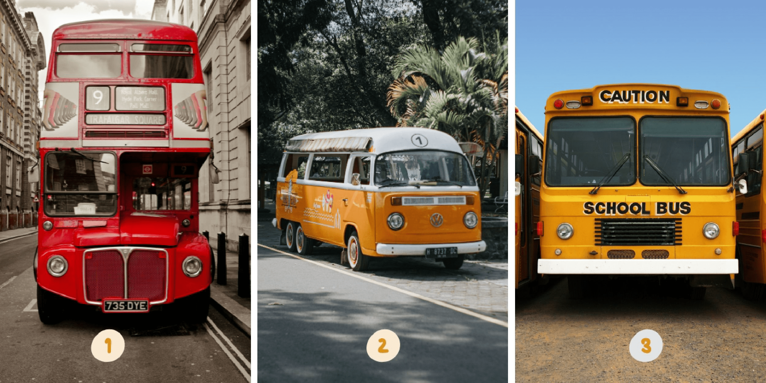 Persoonlijkheidstest: Kies een van de 3 bussen in de afbeelding en ontdek of je hart geleid wordt door altruïsme of verborgen egoïstische neigingen!